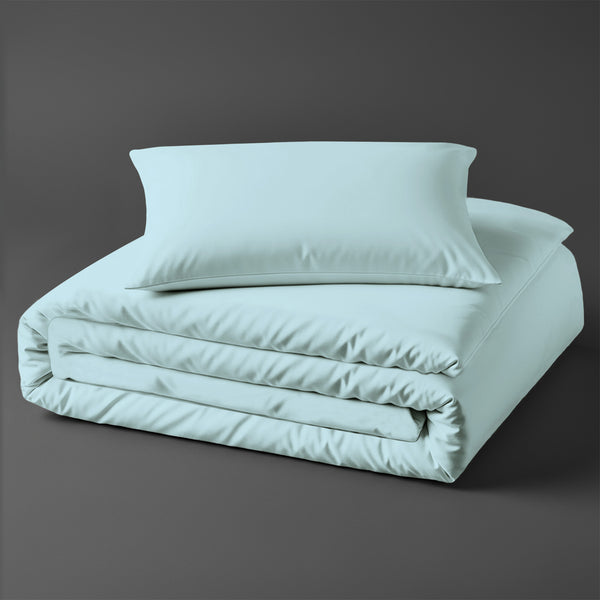 Pizuna baby duvet cover for crib 100x135 cm baby blue 400 thread count long staple cotton soft sateen weave