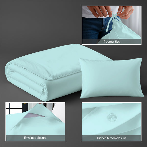 Ice aqua crib duvet cover 100x135 cm with hidden button closure and 4 corner ties smooth and comfy for babies