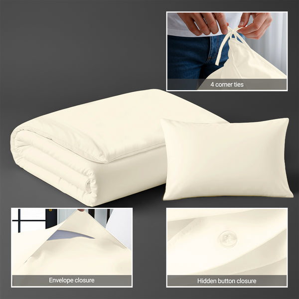 Ivory crib duvet cover 100x135 cm with hidden button closure and 4 corner ties smooth and comfy for babies