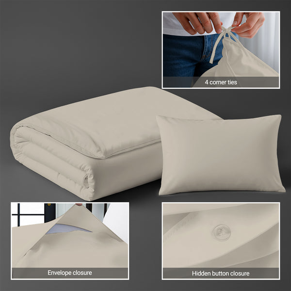 Simply taupe crib duvet cover 100x135 cm with hidden button closure and 4 corner ties smooth and comfy for babies