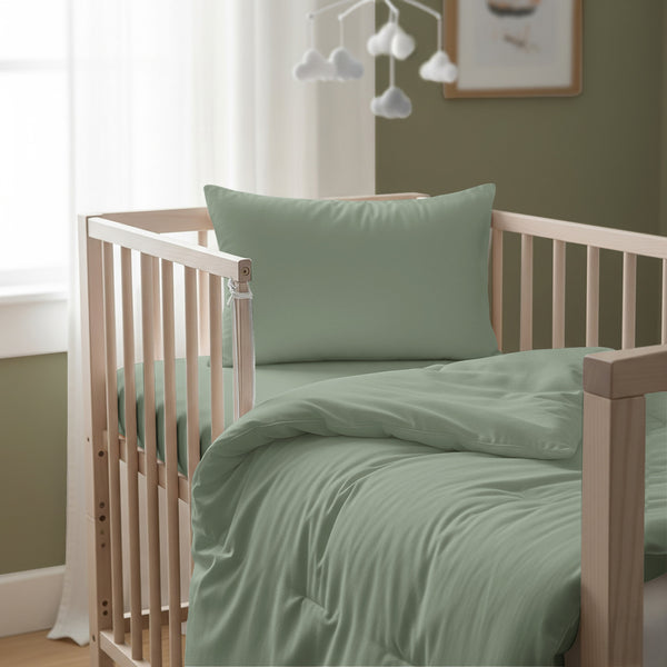Cot bed with sea foam baby cotton duvet cover 100x135 cm
