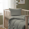 Cot bed with silver baby cotton duvet cover 100x135 cm