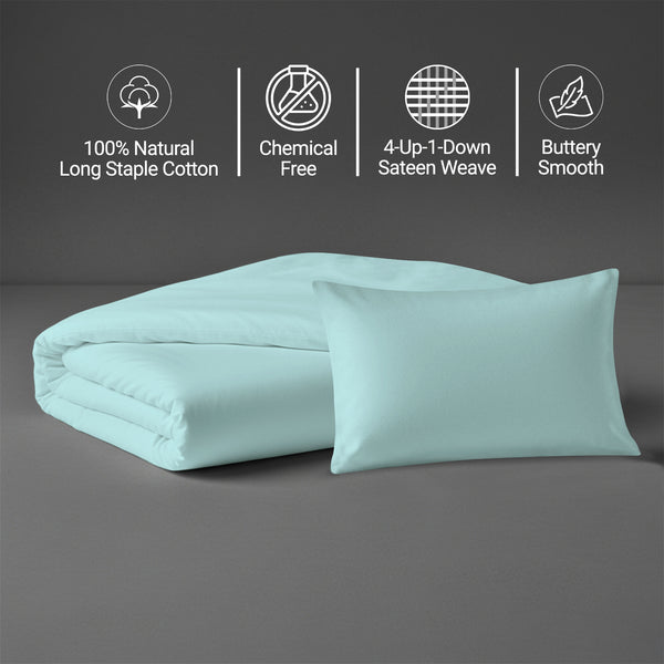 Ice aqua crib duvet cover 100x135 cm 400 thread count mercerized combed cotton chemical free smooth and lightweight