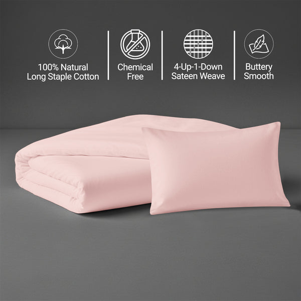 Light pink crib duvet cover 100x135 cm 400 thread count mercerized combed cotton chemical free smooth and lightweight