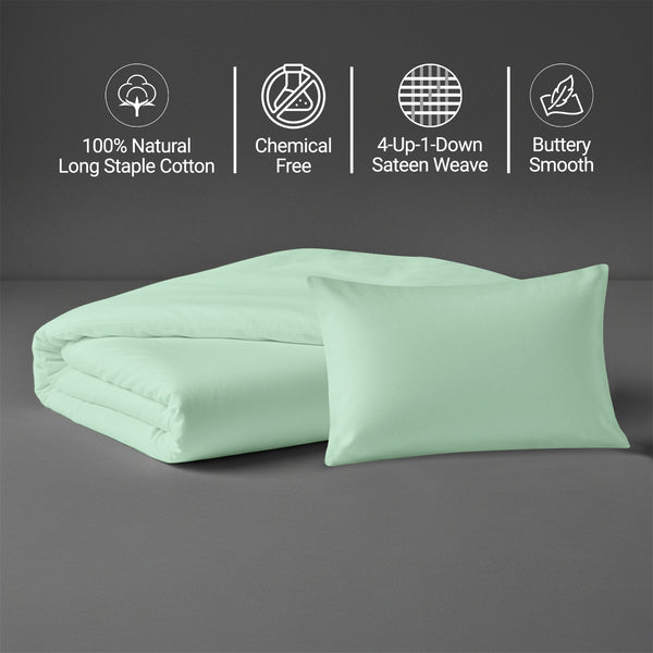 Mint green crib duvet cover 100x135 cm 400 thread count mercerized combed cotton chemical free smooth and lightweight