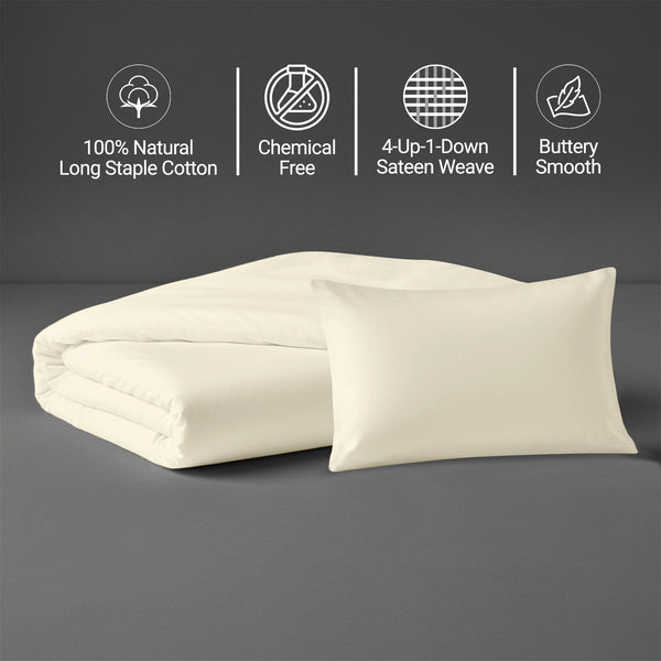 Ivory crib duvet cover 100x135 cm 400 thread count mercerized combed cotton chemical free smooth and lightweight