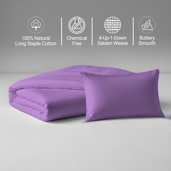 Purple crib duvet cover 100x135 cm 400 thread count mercerized combed cotton chemical free smooth and lightweight