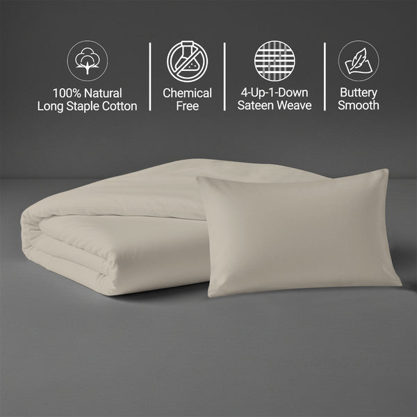 Simply taupe crib duvet cover 100x135 cm 400 thread count mercerized combed cotton chemical free smooth and lightweight