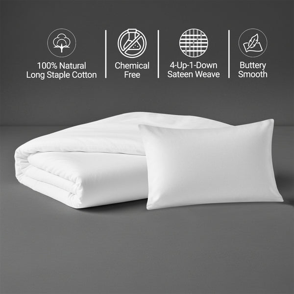 White crib duvet cover 100x135 cm 400 thread count mercerized combed cotton chemical free smooth and lightweight
