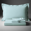 Pizuna Linens folded baby blue cotton bed sheet set 400 thread count single size 3 piece smooth and breathable