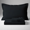 Pizuna Linens folded black cotton bed sheet set 400 thread count single size 3 piece smooth and breathable