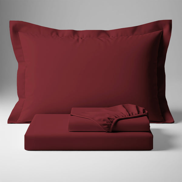 Pizuna Linens folded rio red cotton bed sheet set 400 thread count single size 3 piece smooth and breathable