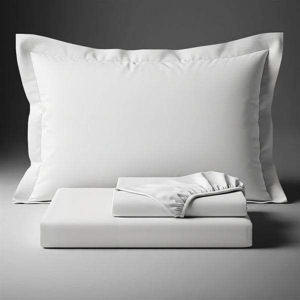Pizuna Linens folded white cotton bed sheet set 400 thread count single size 3 piece smooth and breathable