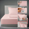 400 thread count bed sheet set single size light pink cotton 3 piece with 40cm deep pockets and SmartSide tag