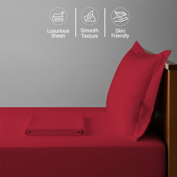 400 thread count Single size 100 cotton sheet set burgundy red soft and sweat wicking 3 piece