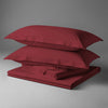 Pizuna Linens folded rio red cotton bed sheet set 400 thread count king size 4 piece smooth and breathable