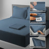 400 thread count bed sheet set king size dusty blue cotton 4 piece with 40cm deep pockets and SmartSide tag