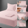 Light Pink king percale bed sheet set 4PC flat and pillowcase plus fitted sheet with pocket 40cm 360 elastic side tag indicator
