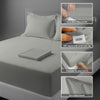 Silver double percale bed sheet set 4PC flat and pillowcase plus fitted sheet with pocket 40cm 360 elastic side tag indicator
