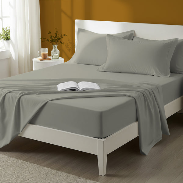 400 thread count king size silver premium cotton sheet set 4 piece hotel quality bed sheet set lifestyle