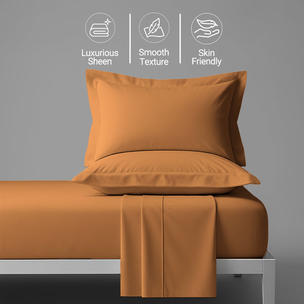 400 thread count super king size 100 cotton sheet set apricot orange soft and sweat wicking 4 piece