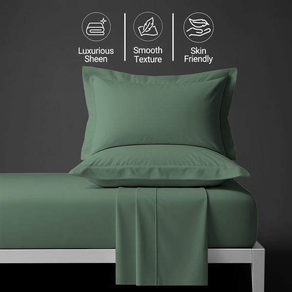 400 thread count king size 100 cotton sheet set hedge green soft and sweat wicking 4 piece