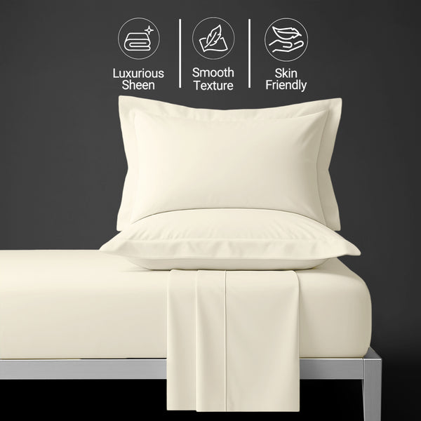 400 thread count super king size 100 cotton sheet set ivory soft and sweat wicking 4 piece