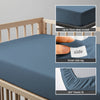 Cot bed fitted sheet Dusty Blue 40x90 cm 1 piece 15 cm deep pocket Smart Side tag 360 elastic fit