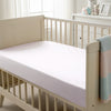 Baby cot setup with 40x90cm Light Lilac cot fitted sheet moisture wicking and gentle on skin