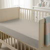 Baby cot setup with 40x90cm Simply Taupe cot fitted sheet moisture wicking and gentle on skin