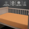 Baby cot bed fitted sheet Apricot Orange 40x90 cm chemical free natural cotton for delicate skin