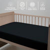 Baby cot bed fitted sheet Black 40x90 cm chemical free natural cotton for delicate skin