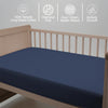 Baby cot bed fitted sheet Dark Blue 40x90 cm chemical free natural cotton for delicate skin