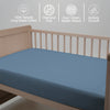 Baby cot bed fitted sheet Dusty Blue 40x90 cm chemical free natural cotton for delicate skin