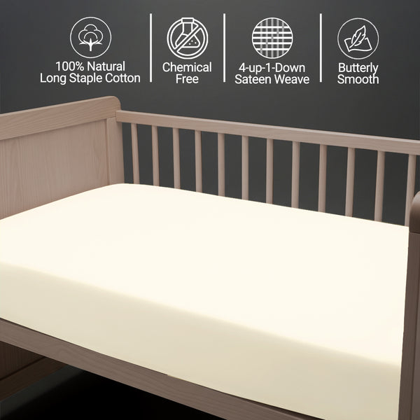 Baby cot bed fitted sheet Ivory 40x90 cm chemical free natural cotton for delicate skin