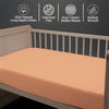 Baby cot bed fitted sheet Peach 40x90 cm chemical free natural cotton for delicate skin