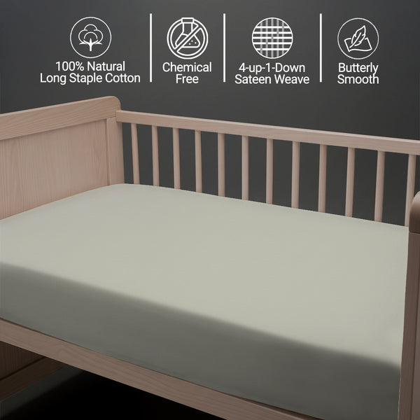 Baby cot bed fitted sheet Silver 40x90 cm chemical free natural cotton for delicate skin