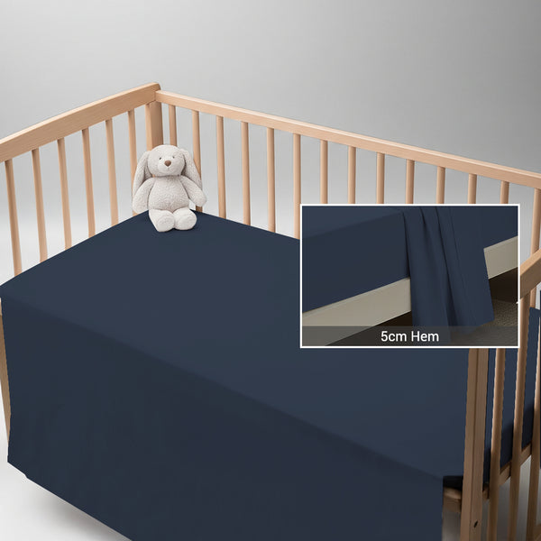 Dark blue cotton baby flat sheet 70×100 cm with 5 cm hem soft and skin friendly