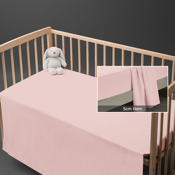 Light pink cotton baby flat sheet 70×100 cm with 5 cm hem soft and skin friendly
