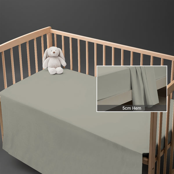 Silver cotton baby flat sheet 120×150 cm with 5 cm hem soft and skin friendly
