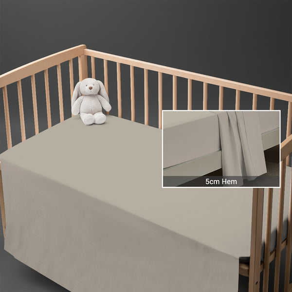 Simply taupe cotton baby flat sheet 120×150 cm with 5 cm hem soft and skin friendly