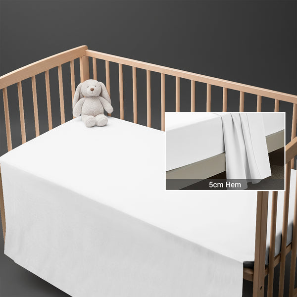 White cotton baby flat sheet 70×100 cm with 5 cm hem soft and skin friendly