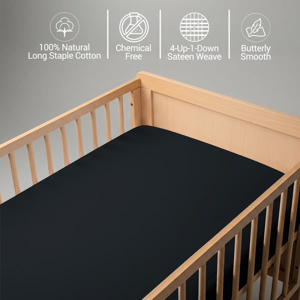 Buttery smooth chemical free black baby flat sheet 70×100 cm
