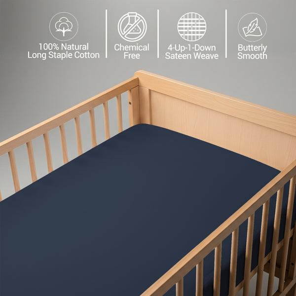 Buttery smooth chemical free dark blue baby flat sheet 70×100 cm
