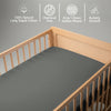 Buttery smooth chemical free dark grey baby flat sheet 120×150 cm