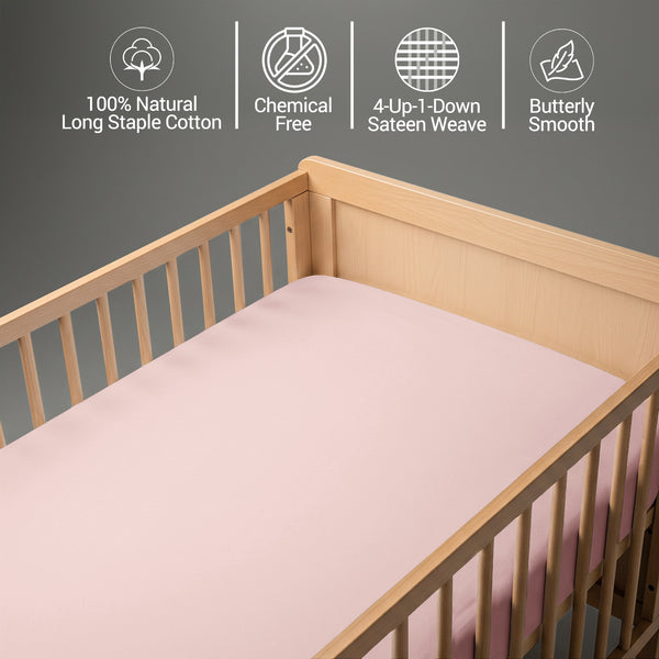 Buttery smooth chemical free light pink baby flat sheet 120×150 cm