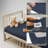 Cotton Crib fitted sheet Dark Blue 40x90 cm 1 piece 12 cm deep pocket Smart Side tag 360 elastic fit