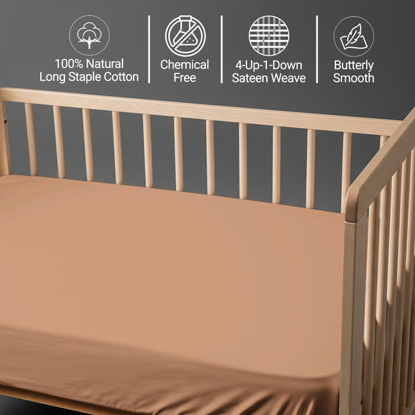 Baby cotton crib fitted sheet Dusty Coral 40x90 cm chemical free natural cotton for delicate skin