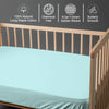 Baby cotton crib fitted sheet Ice Aqua 40x90 cm chemical free natural cotton for delicate skin