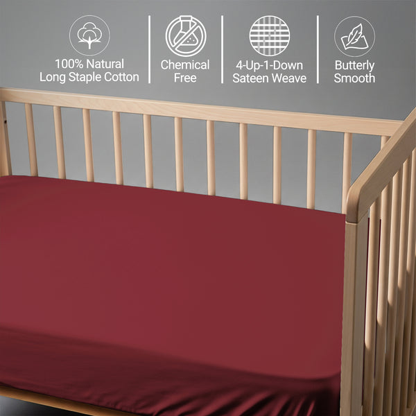 Baby cotton crib fitted sheet Rio Red 40x90 cm chemical free natural cotton for delicate skin